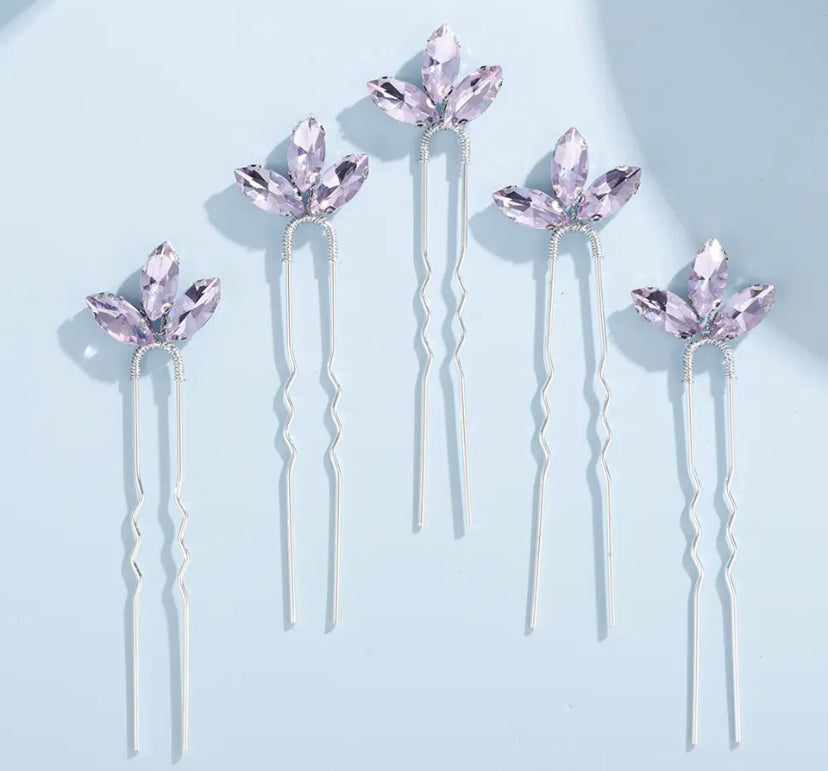 Aimie lilac hair pins 5pc